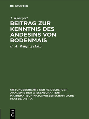 cover image of Beitrag zur Kenntnis des Andesins von Bodenmais